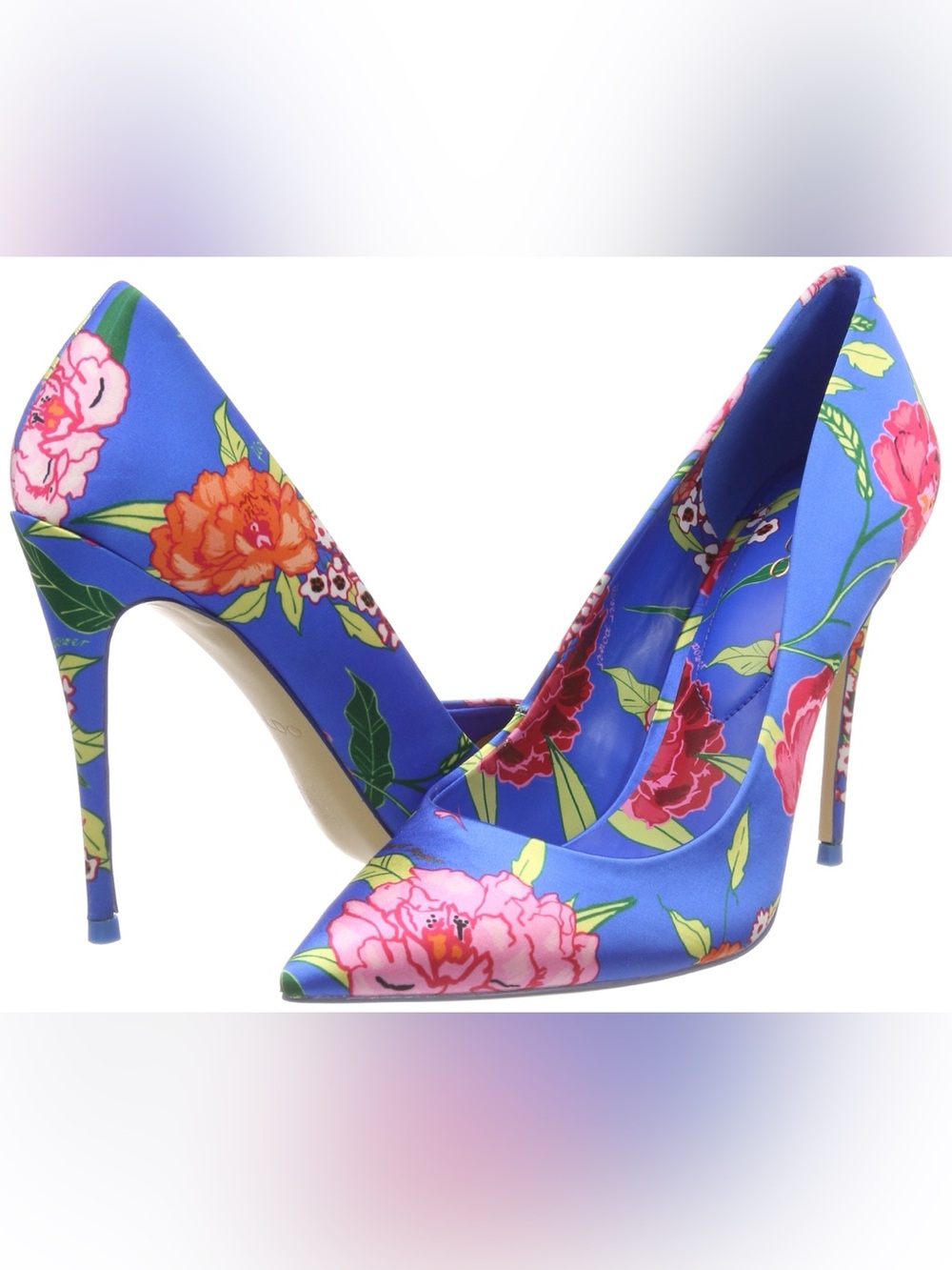 Aldo Blue Floral Pointed-Toe Stiletto Pumps